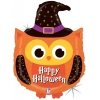 Фигурный шар Сова оранжевая, Счастливого Хеллоуина (Happy halloween), 81 см