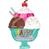 Фигурный шар Мороженое с трубочками, C Днем рождения (Happy Birthday), 58 см