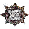Фигурный шар Новогодний фейерверк, Счастливого Нового года (Happy New Year), голография, 81 см