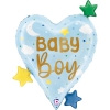 Фигурный шар Сердце Малыш мальчик (baby boy) на рождение, голубое, 64 см