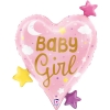 Фигурный шар Сердце Малышка девочка (baby girl) на рождение, розовое, 64 см
