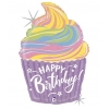 Фигурный шар Сиреневый кекс, C Днем рождения (Happy Birthday), 69 см