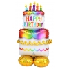 Ходячий шар Торт-радуга со свечками, C Днем рождения (Happy Birthday), 134 см