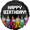 Шар-круг Космонавтики на днюхе,C Днем рождения (Happy Birthday), 46 см