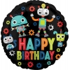 Шар-круг C Днем рождения (Happy Birthday), с роботами, 46 см