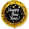 Шар-круг "Счастливого Нового года (Happy New Year)", черно-золотой, 46 см