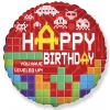 Шар-круг Игра, C Днем рождения (Happy Birthday), красный, 46 см
