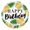 Шар-круг Золотые ананасы, C Днем рождения (Happy Birthday), 46 см