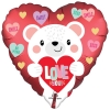 Шар-сердце Белый мишка с валентинкой,Любовь (Love), 46 см