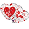 Шар-сердце Я тебя люблю (I love you), белый с сердцами, 46 см