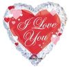 Шар-сердце Я тебя люблю (I love you), голографический, 46 см