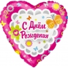Шар-сердце С днём рождения, бабочки, 46 см