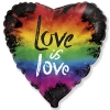 Шар-сердце Яркие краски, с надписью: Любовь есть любовь (Love is love), 46 см