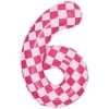 Шар цифра 6, клеточки, розовый, 86 см