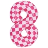 Шар цифра 8, клеточки, розовый, 86 см