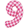 Шар цифра 9, клеточки, розовый, 86 см