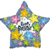 Шар-звезда C Днем рождения (Happy Birthday), звезды, 45 см